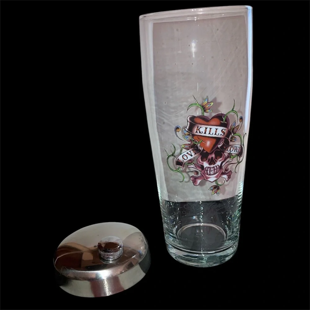 Ed Hardy By Christian Audigier Heart&Skull Love Kills Slowly Martini Shaker EUC